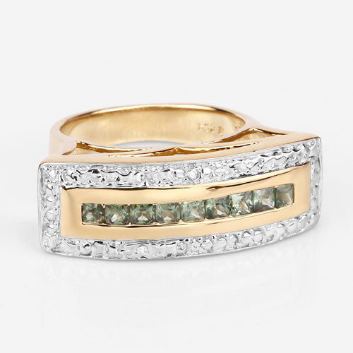 1.08 Carat Genuine Green Sapphire .925 Sterling Silver Ring