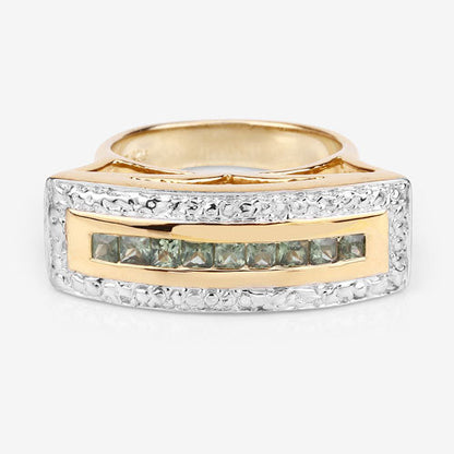1.08 Carat Genuine Green Sapphire .925 Sterling Silver Ring