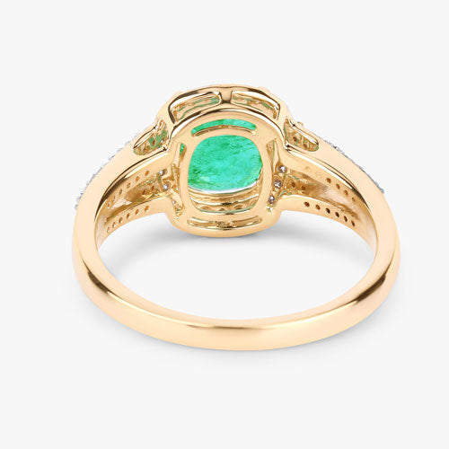 1.65 Carat Genuine Ethiopian Emerald and White Diamond 14K Yellow Gold Ring