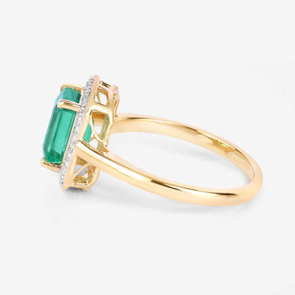 1.62 Carat Genuine Ethiopian Emerald and White Diamond 14K Yellow Gold Ring