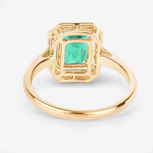 1.62 Carat Genuine Ethiopian Emerald and White Diamond 14K Yellow Gold Ring