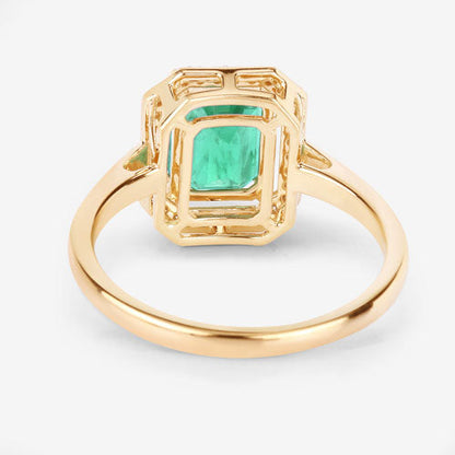 1.62 Carat Genuine Ethiopian Emerald and White Diamond 14K Yellow Gold Ring