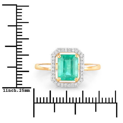 1.62 Carat Genuine Ethiopian Emerald and White Diamond 14K Yellow Gold Ring