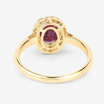 1.59 Carat Genuine Ruby and White Diamond 10K Yellow Gold Ring