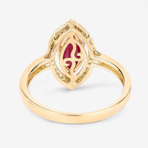 1.52 Carat Genuine Ruby and White Diamond 10K Yellow Gold Ring