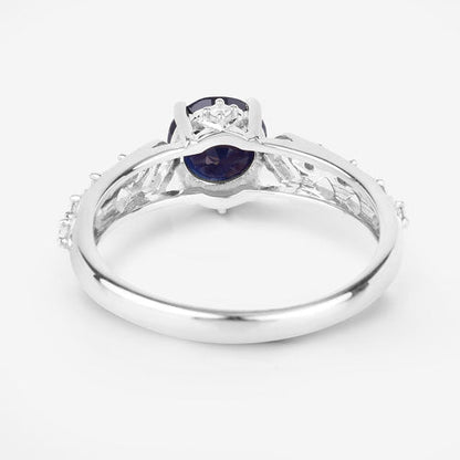 1.13 Carat Genuine Blue Sapphire and White Diamond 10K White Gold Ring