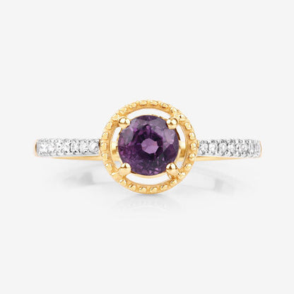 0.92 Carat Genuine Ruby and White Diamond 14K Yellow Gold Ring