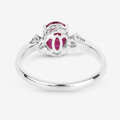 1.22 Carat Genuine Ruby and White Diamond 14K White Gold Ring