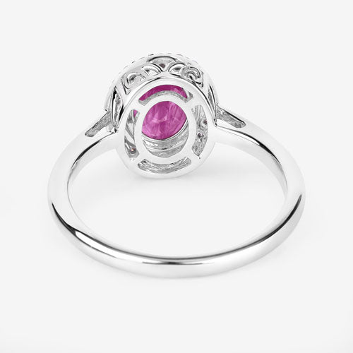 1.83 Carat Genuine Ruby and White Diamond 14K White Gold Ring