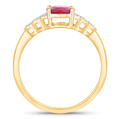 1.52 Carat Genuine Ruby and White Diamond 14K Yellow Gold Ring