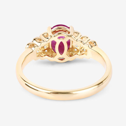 1.52 Carat Genuine Ruby and White Diamond 14K Yellow Gold Ring
