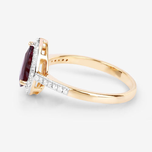 1.25 Carat Genuine Ruby and White Diamond 14K Yellow Gold Ring
