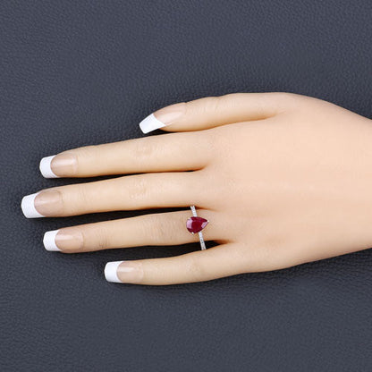 1.68 Carat Genuine Ruby and White Diamond 14K Yellow Gold Ring
