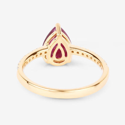 1.68 Carat Genuine Ruby and White Diamond 14K Yellow Gold Ring