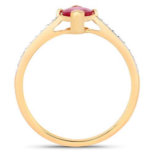 1.51 Carat Genuine Ruby and White Diamond 14K Yellow Gold Ring