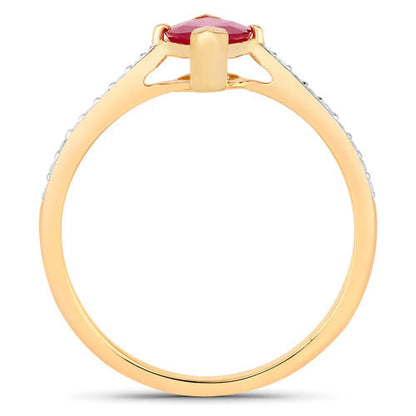 1.51 Carat Genuine Ruby and White Diamond 14K Yellow Gold Ring