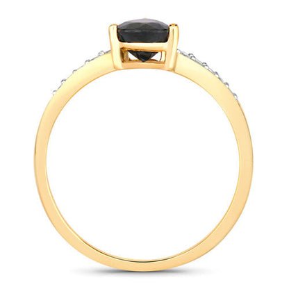 0.89 Carat Genuine Blue Sapphire and White Diamond 14K Yellow Gold Ring