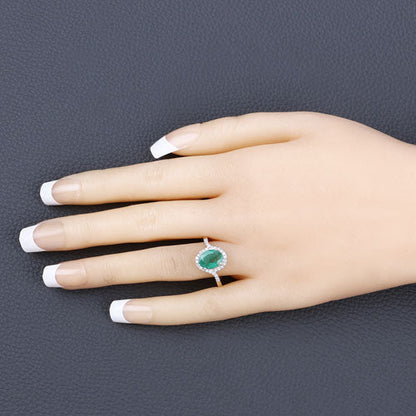 1.92 Carat Genuine Zambian Emerald and White Diamond 14K Yellow Gold Ring