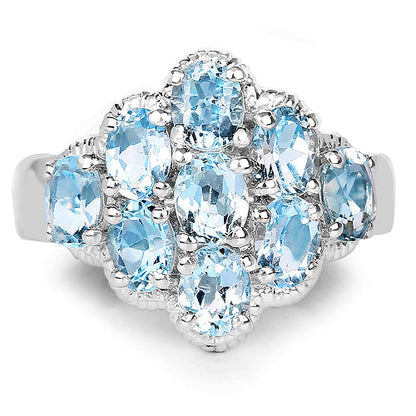 3.24 Carat Genuine Blue Topaz .925 Sterling Silver Ring