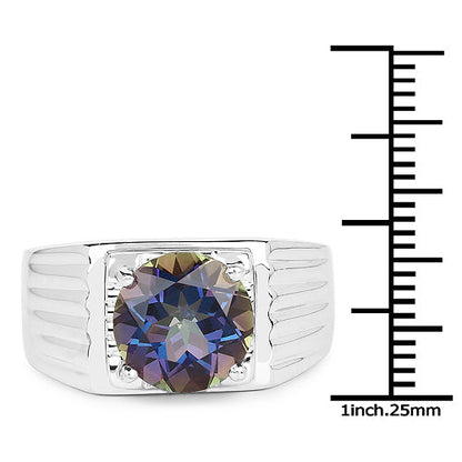 4.75 Carat Genuine Mystic Topaz .925 Sterling Silver Ring