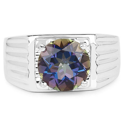 4.75 Carat Genuine Mystic Topaz .925 Sterling Silver Ring