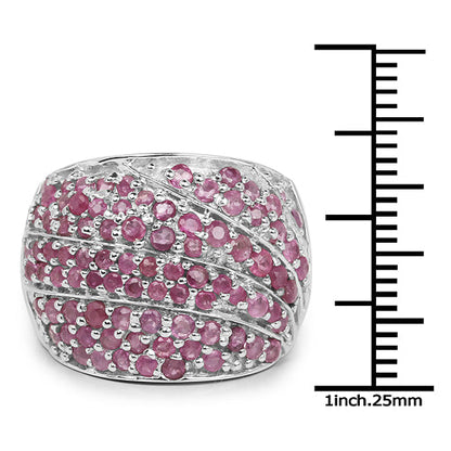 2.97 Carat Genuine Ruby .925 Sterling Silver Ring