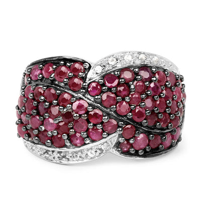 3.06 Carat Genuine Ruby & White Topaz .925 Sterling Silver Ring