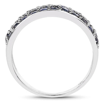 1.70 Carat Genuine Blue Sapphire .925 Sterling Silver Ring