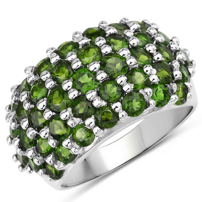 5.04 Carat Genuine Chrome Diopside .925 Sterling Silver Ring