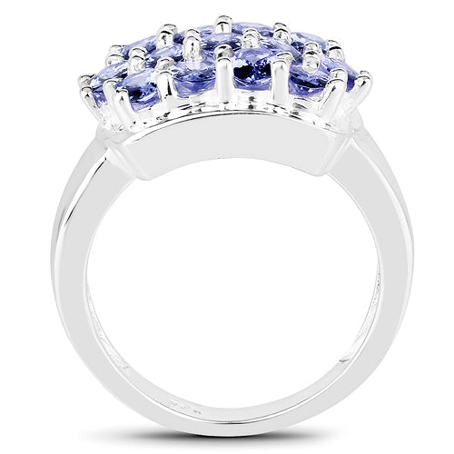 2.21 Carat Genuine Tanzanite .925 Sterling Silver Ring