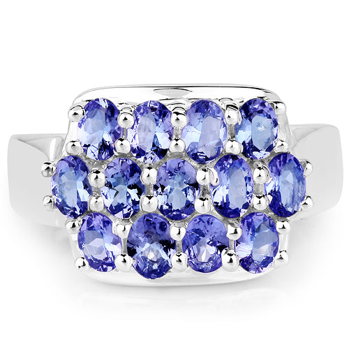 2.21 Carat Genuine Tanzanite .925 Sterling Silver Ring