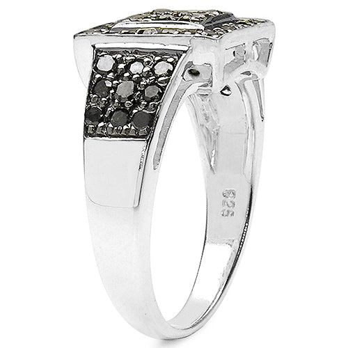 0.77 Carat Genuine Black Diamond .925 Sterling Silver Ring