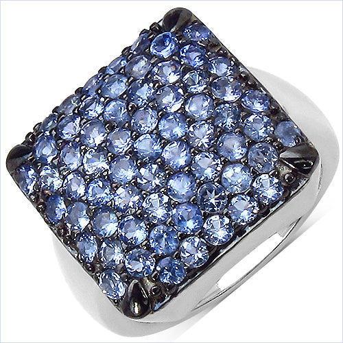 2.21 Carat Genuine Tanzanite .925 Sterling Silver Ring