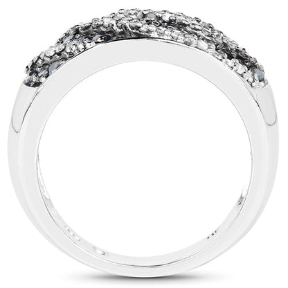 0.62 Carat Genuine Blue Diamond and White Diamond .925 Sterling Silver Ring