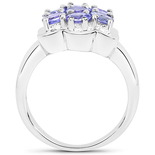 1.19 Carat Genuine Tanzanite .925 Sterling Silver Ring