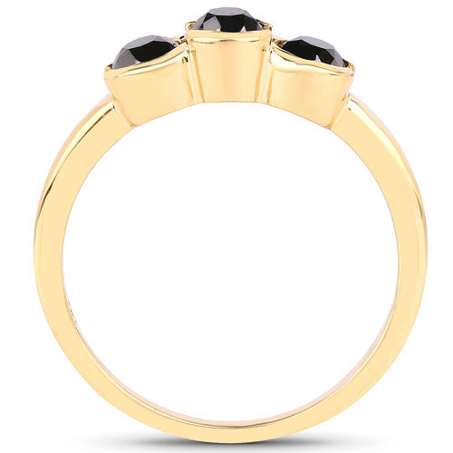 1.16 Carat Genuine Black Diamond .925 Sterling Silver Ring