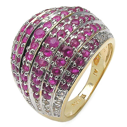 14K Yellow Gold Plated 2.94 Carat Genuine Ruby & White Topaz .925 Sterling Silver Ring