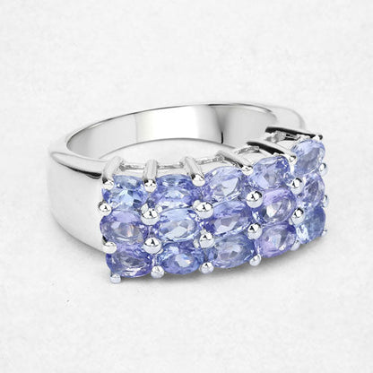 2.55 Carat Genuine Tanzanite .925 Sterling Silver Ring