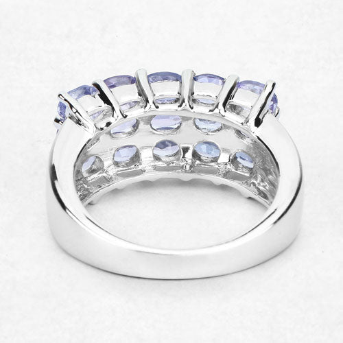 2.55 Carat Genuine Tanzanite .925 Sterling Silver Ring
