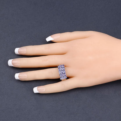 2.55 Carat Genuine Tanzanite .925 Sterling Silver Ring