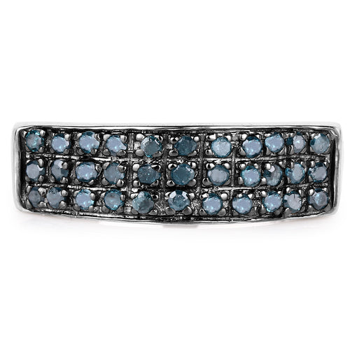 0.40 Carat Genuine Blue Diamond .925 Sterling Silver Ring