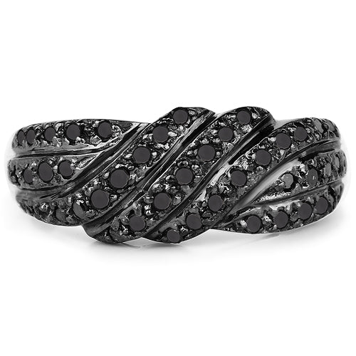 0.35 Carat Genuine Black Diamond .925 Sterling Silver Ring