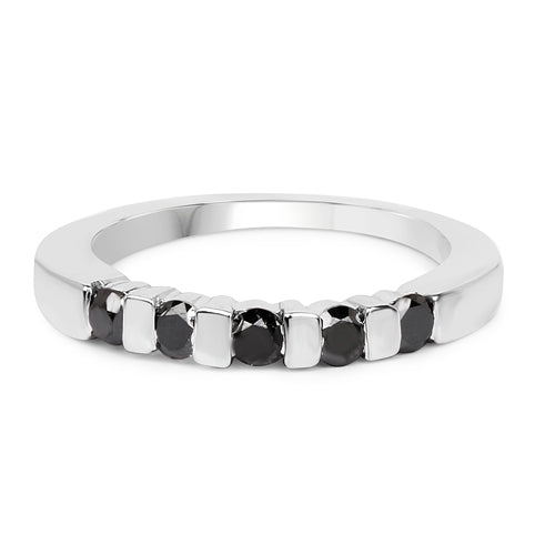 0.50 Carat Genuine Black Diamond .925 Sterling Silver Ring