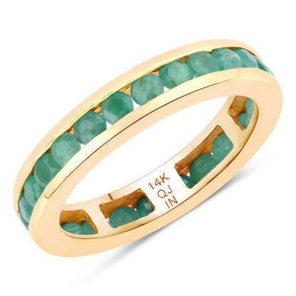 1.43 Carat Genuine Emerald 14K Yellow Gold Ring