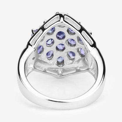2.41 Carat Genuine Tanzanite and White Topaz .925 Sterling Silver Ring