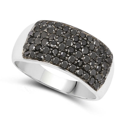 1.21 Carat Genuine Black Diamond .925 Sterling Silver Ring