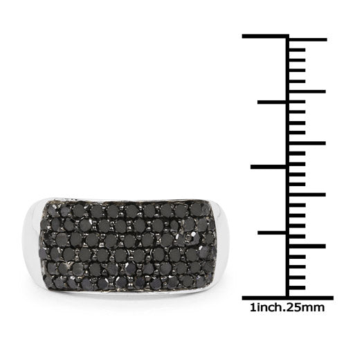 1.21 Carat Genuine Black Diamond .925 Sterling Silver Ring
