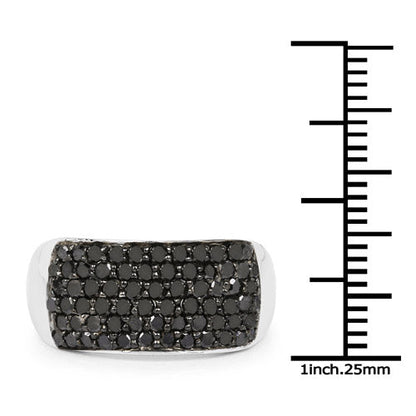 1.21 Carat Genuine Black Diamond .925 Sterling Silver Ring