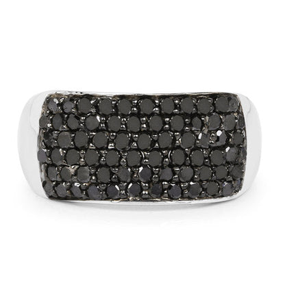 1.21 Carat Genuine Black Diamond .925 Sterling Silver Ring