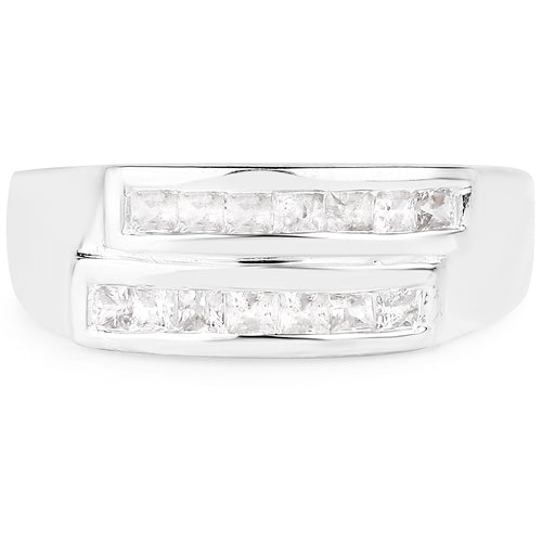 0.70 Carat Genuine White Sapphire .925 Sterling Silver Ring